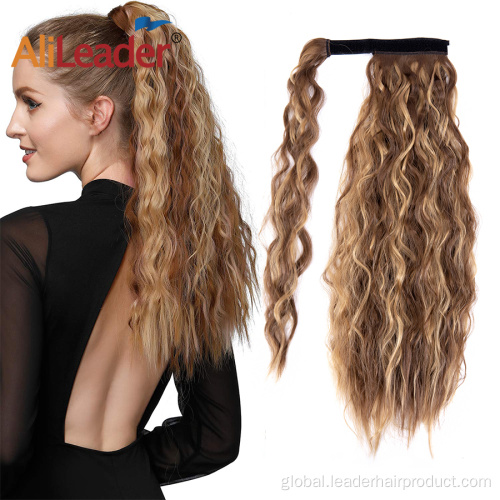 Slicked Back Ponytail Corn Wavy Wrap Around Hairpiece Synthetic Ponytail Supplier